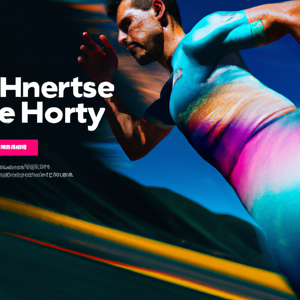 Athlete mid-sprint with motion blur and HUD overlay